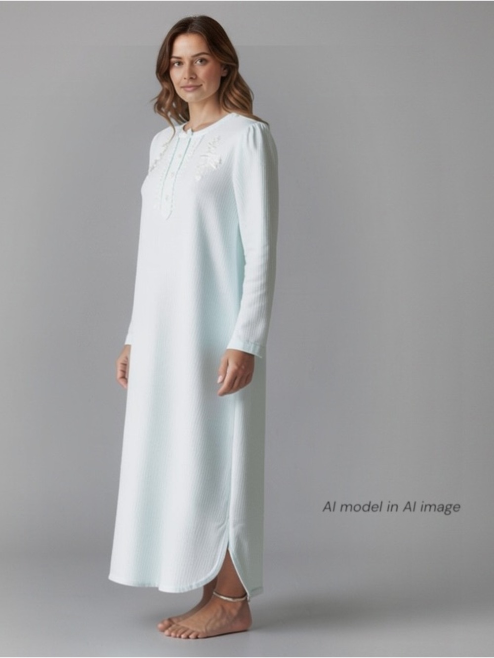 Miss Elaine Nightgown Women Large Blue Embroidered Pleat Back SuperSoft TAGS $72